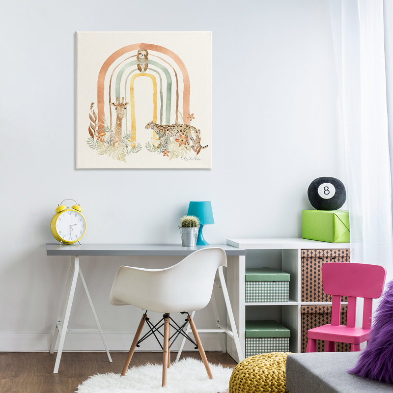 Toile d'arc-en-ciel Jungle Animals, par Audrey Jeanne Roberts, H 30 po x l 30 po