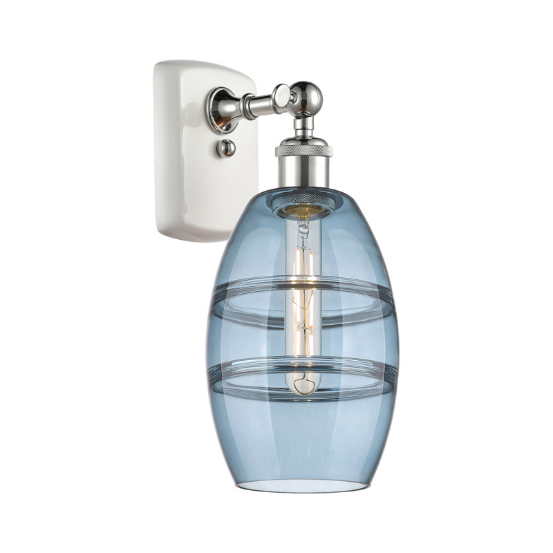 Applique murale en acier Bettylou, Chrome poli blanc, H 9,13 po x l 5,88 po x P 7,06 po, Bleu princesse