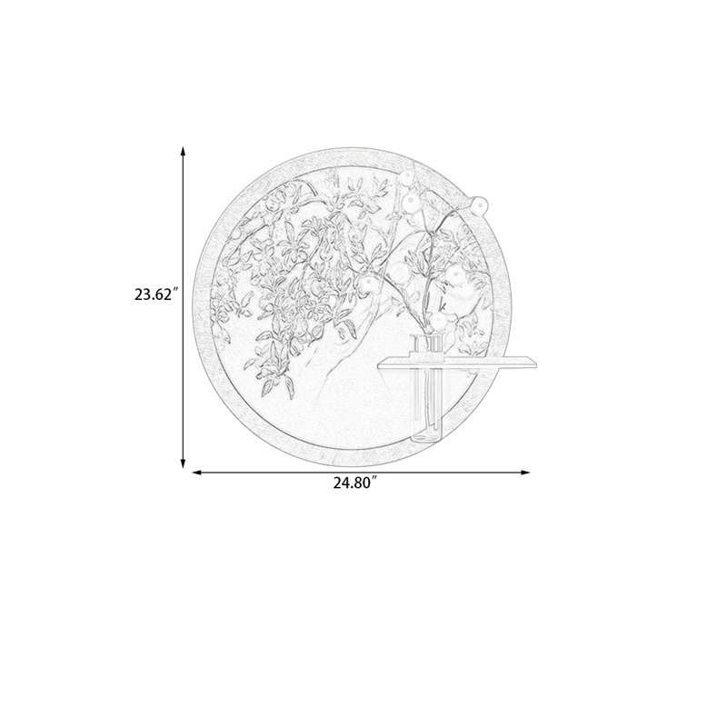 Café rond, art mural grès, H 23,62 po x l 24,8 po