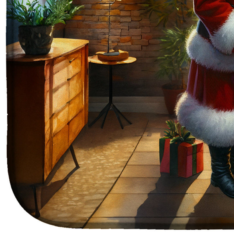 Tapis de vaisselle pour chien de berger belge et père Noël