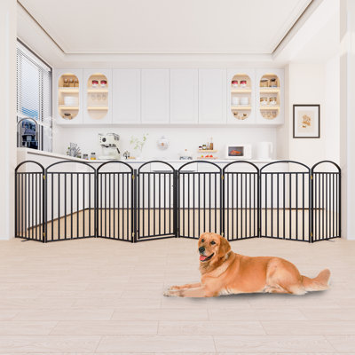 Barrière pour chien autoportante complète à 8 panneaux Snuowu avec porte, 192 po extra large 36 po de hauteur pour chien pour l'intérieur et l'extérieur. Clôtures pliables pour animaux de compagnie pour portes, maison, escaliers, porche, terrasse, cour
