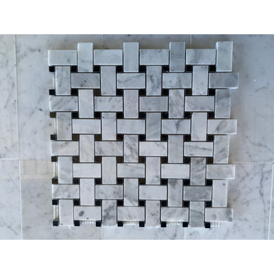 Carrara Basketweave Polished Mosaic Tile