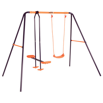 Freeport Park Powder Coated Steel Swing Set with