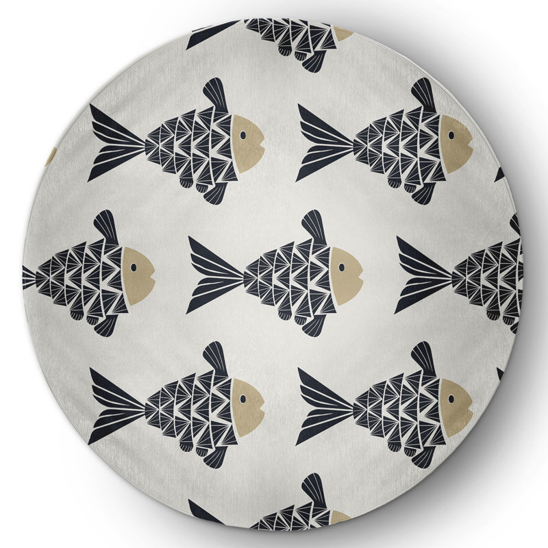 Tapis intérieur / extérieur taupe Manistee, Rond 5 pi