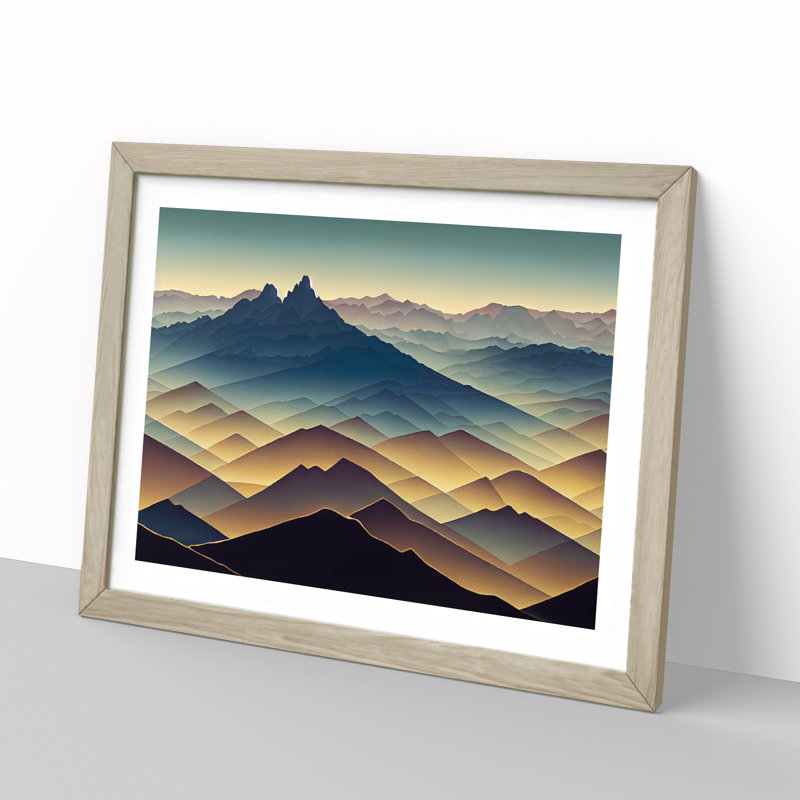 Wholesome Mountain Landscape - Framed Print, 25cm H x 34cm W x 2cm D, Oak Framed