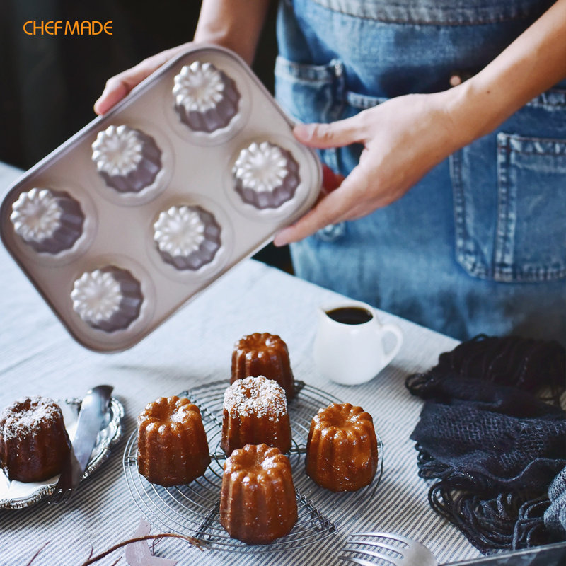 CHEFMADE 6 Cavity Canele Mold Cake Pan
