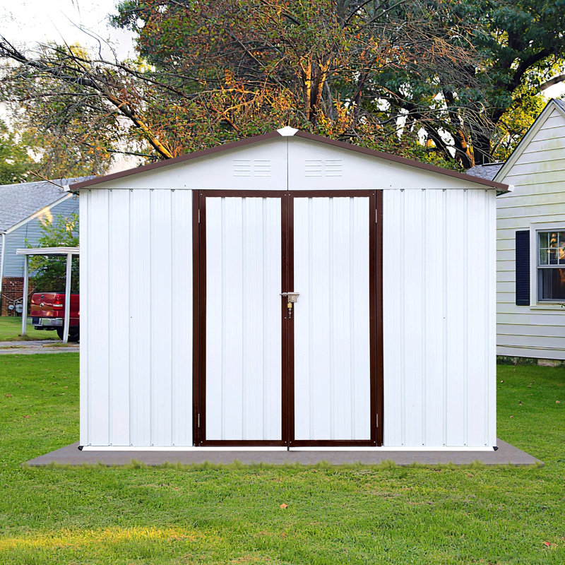 Metal Garden Sheds 8Ft X 10Ft Outdoor Storage Sheds, White