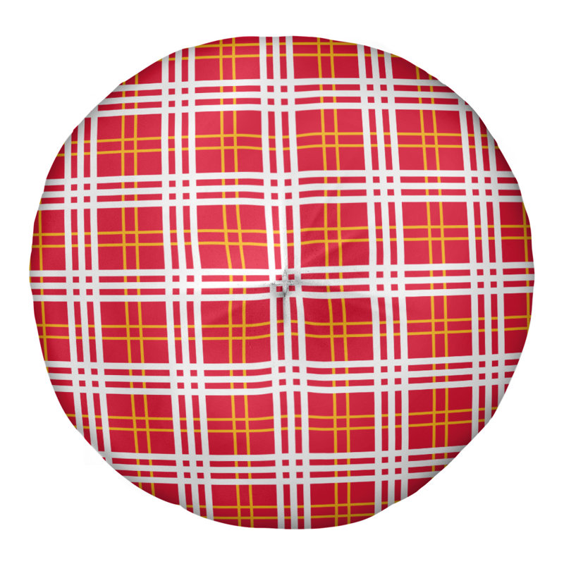Housse de coussin ronde de luxe Kansas City football/insert, 30 po x 30 po, Rouge / or / blanc