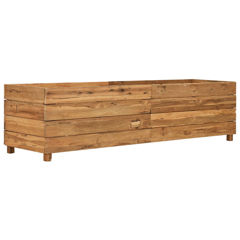 Raised Bed 150x40x72 cm Recycled Teak Wood and Steel, 38cm H x 150cm W x 40cm D