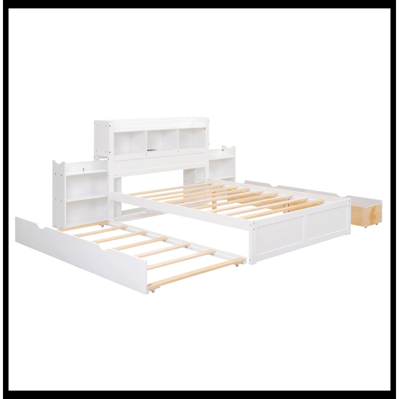 Lit plateforme avec rangement Mimma, Blanc