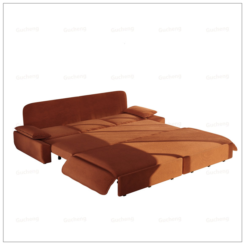 Très grand canapé-lit gigogne, canapé-lit convertible 3-en-1, siège en velours côtelé multifonctionnel et solution de couchage