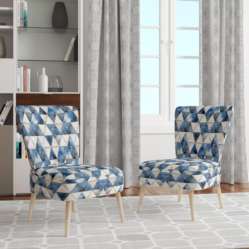 Rustic Cobalt Triangle Symphony I - Chaise d'appoint rembourrée moderne et contemporaine