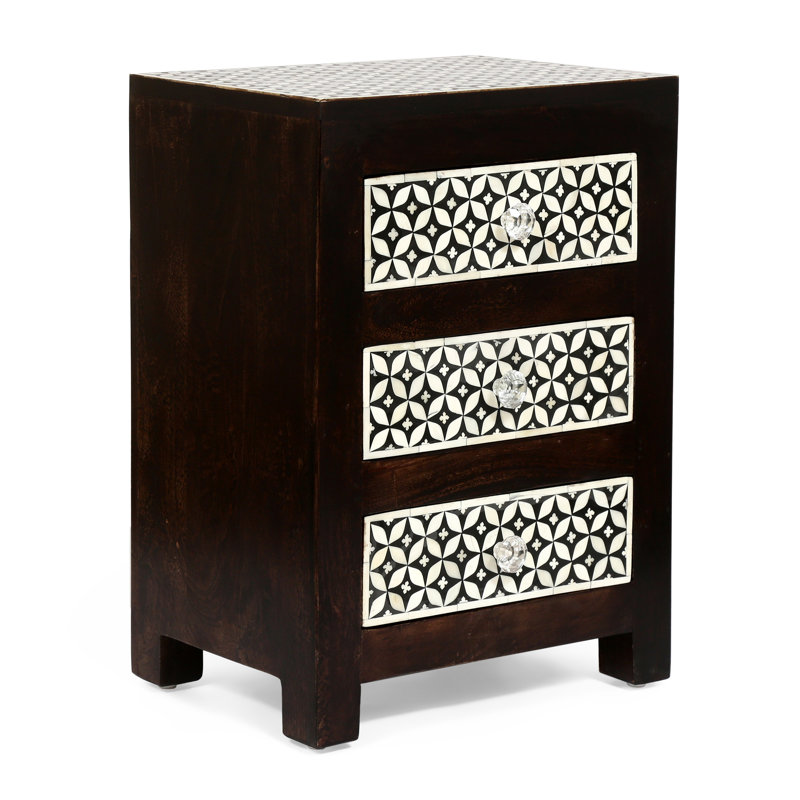 Table de chevet 3 tiroirs en bois