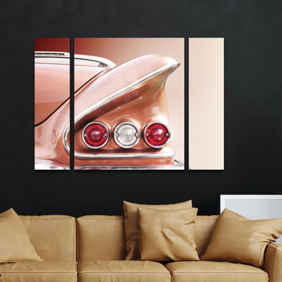 3 Panel Wall Art Set - Beate Gube 'American Classic Car Impala 1958 Sport Coupe' Canvas Wall Art for Living Room, Bedroom, or Office Decor by 