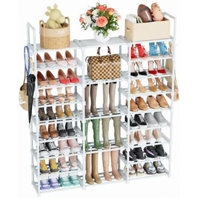 9 Tiers Shoe Rack Tall Shoe Organizer Shoe Storage 50-55 Pairs Vertical Shoe Shelf Large Shoe Rack Organizer Stackable Shoe Racks For Entryway, Closet, Garage, Bedroom,Cloakroom - White