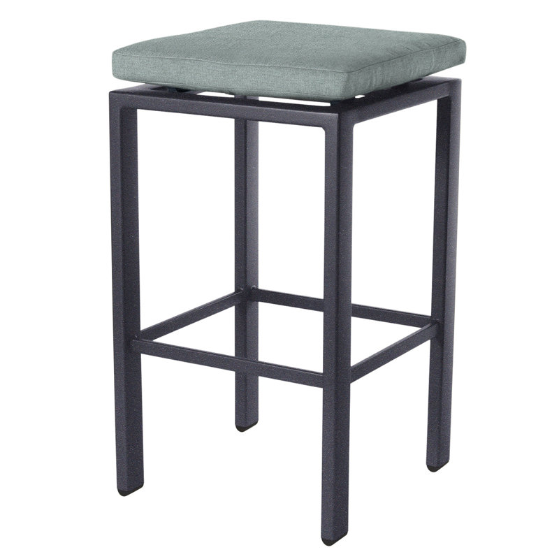 Aris Outdoor Bar Stool, Graphite, 31.25", Piazza Mist