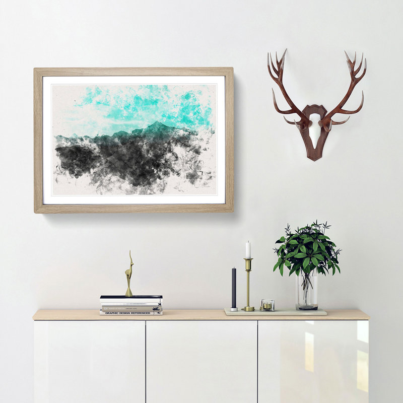 Mint Green Sky - Framed Print, Oak Framed, 62cm H x 87cm W x 2cm D