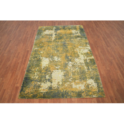Tapis oriental délavé à motif abstrait 5 x 8