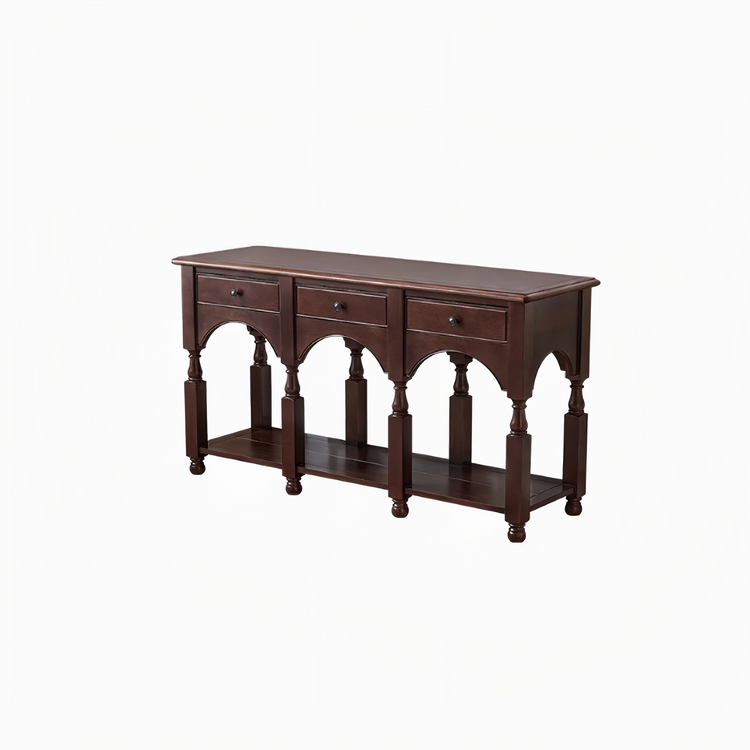 SINNOG Retro Walnut Colour Solid Wood Rectangle Entryway Table | Wayfair