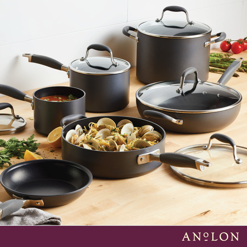Anolon Advanced Home Hard Anodized Nonstick Cookware Set, 11 Piece, Gray