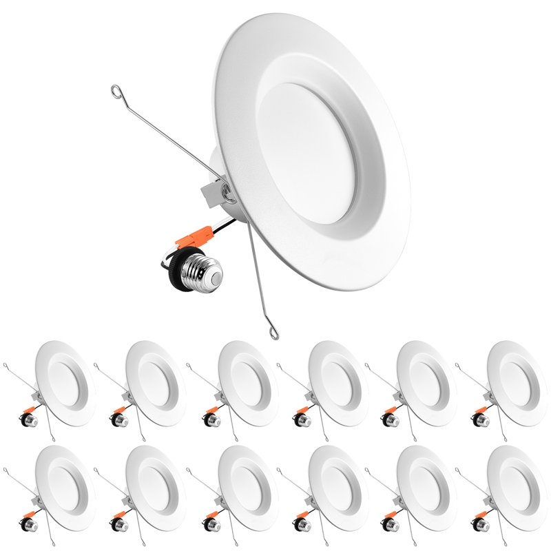 Ensemble de 12 ampoules encastrées DEL 5/8 po à intensité variable sélectionnable 5 lumières à intensité variable 14 W
