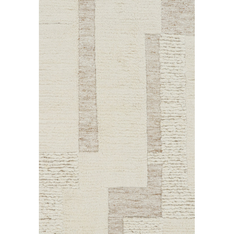 Textural Hand Knotted Wool Geometric Area Rug, Rectangle 8' x 10'