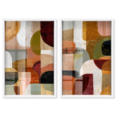 Contemporary Compositions Set Shadowbox Print Boho Gold Wall Decor Set by Art Remedy, Black Frame, 10 x 15