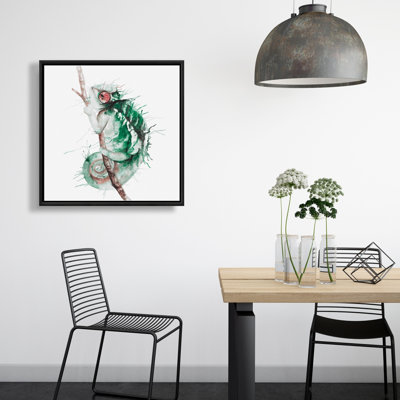 Exotic Watercolor Chameleon Canvas | Green Living Room Decor