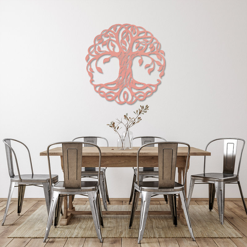 Traditional Landscape & Nature Wall Decor on Metal, Pink, 12" H x 12" W x 0.06" D