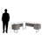 Aberdeen White & Gray Corner Computer Desk with Silver Metal Legs, 29.85" H X 70.73" W X 70.73" D