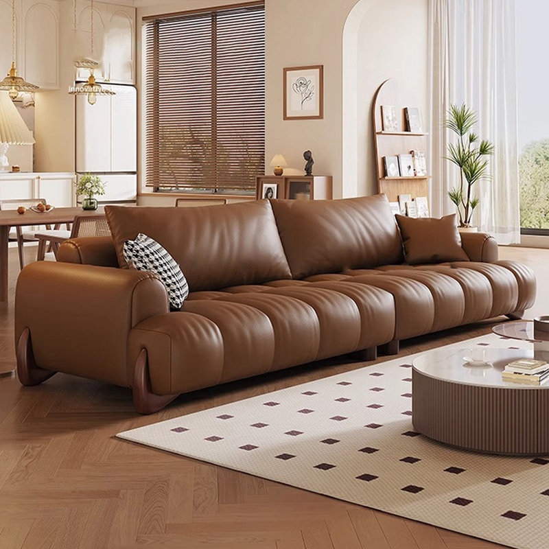 Brown Genuine Leather Modular Sofa