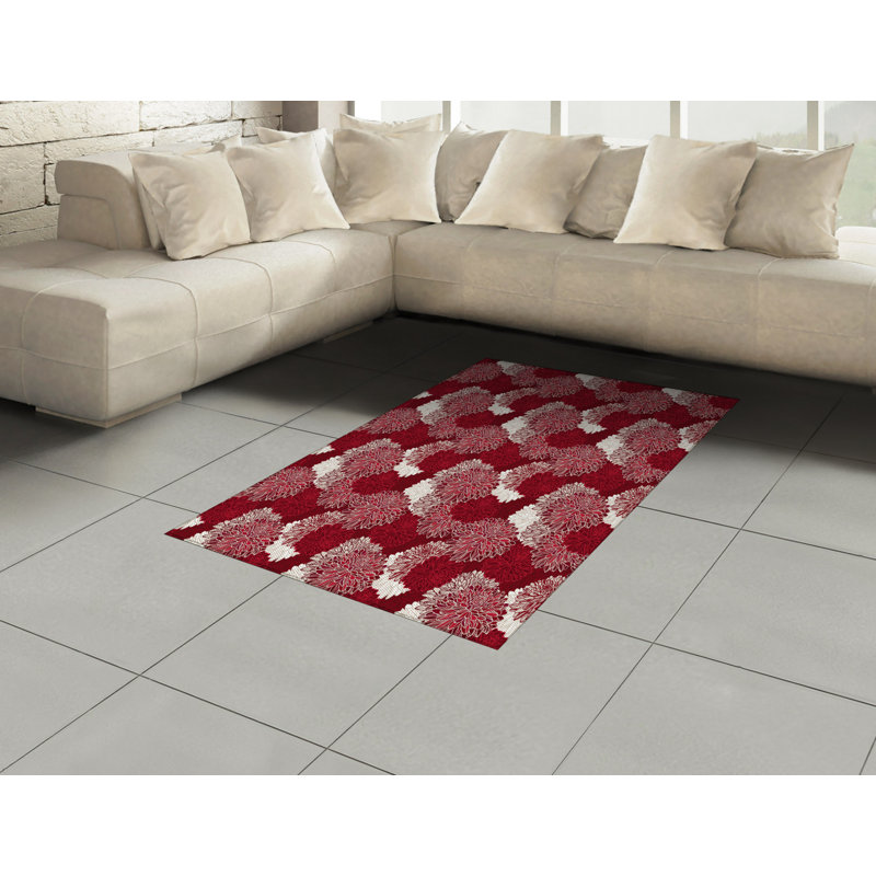 Tapis décoratif floral à haute densité en fibres de polyester, Rectangle— 4 pi x 5 pi 8 po