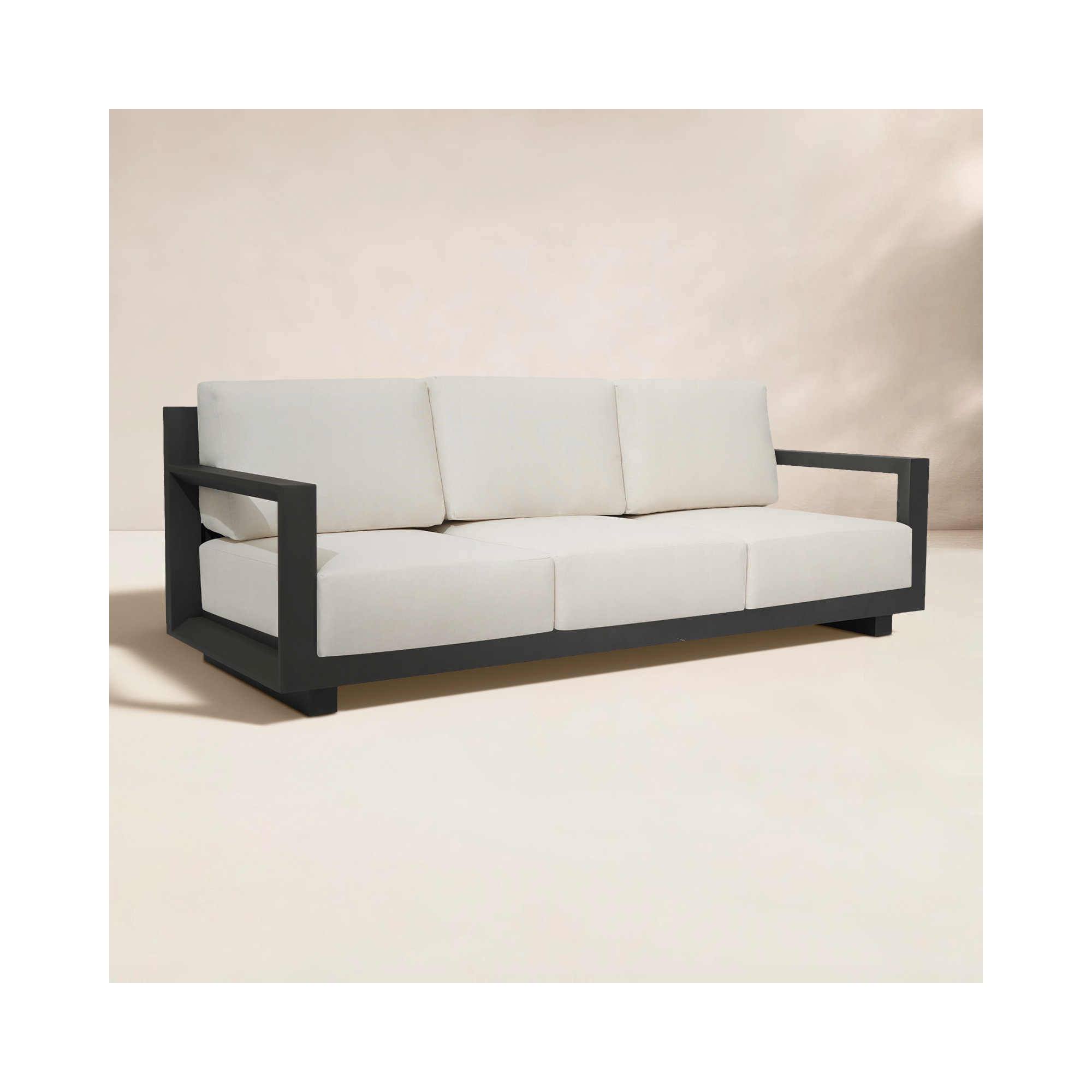 Aden 85'' Aluminum Outdoor Sofa, Cream