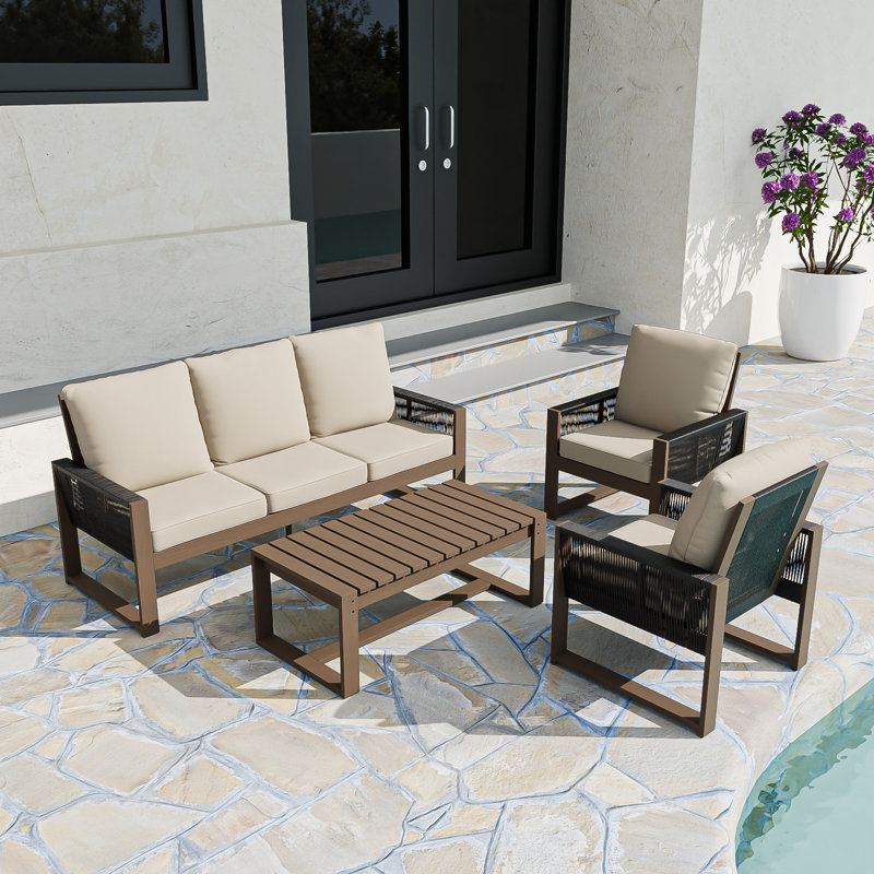Ensemble de conversation pour 5 personnes, Beige