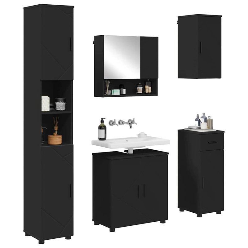 Bathroom Storage Furniture Set, Black