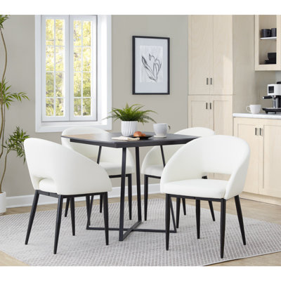 Table de salle à manger avec base en métal noir et bois noir avec plateau en céramique effet marbre noir
