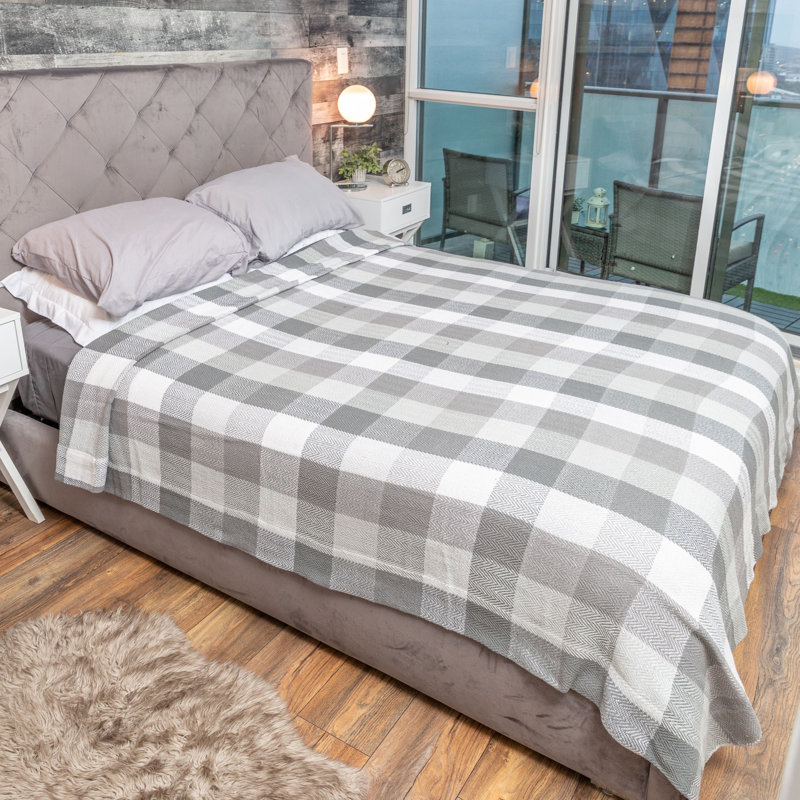 Couverture 100% coton Mauston, Gris