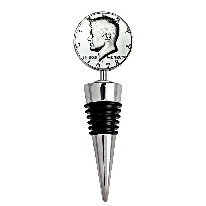 Silver Proof JFK Half Dollar Coin Wine Stopper