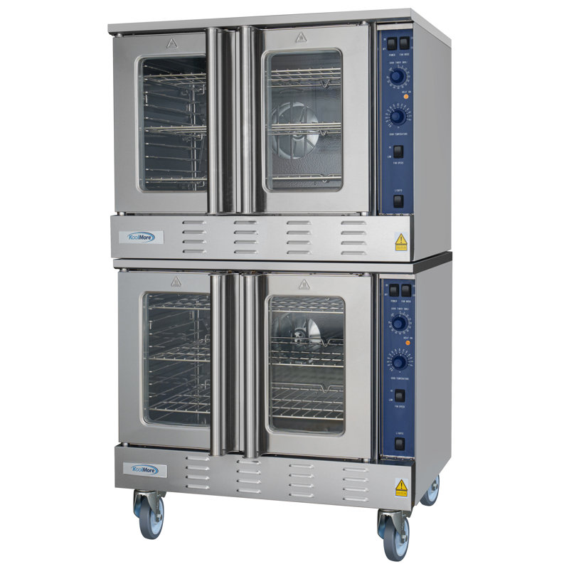 38 in. Double Commercial Natural Gas Convection Oven with Stacking Kit and Casters (KM-DCCO54-NGC)
