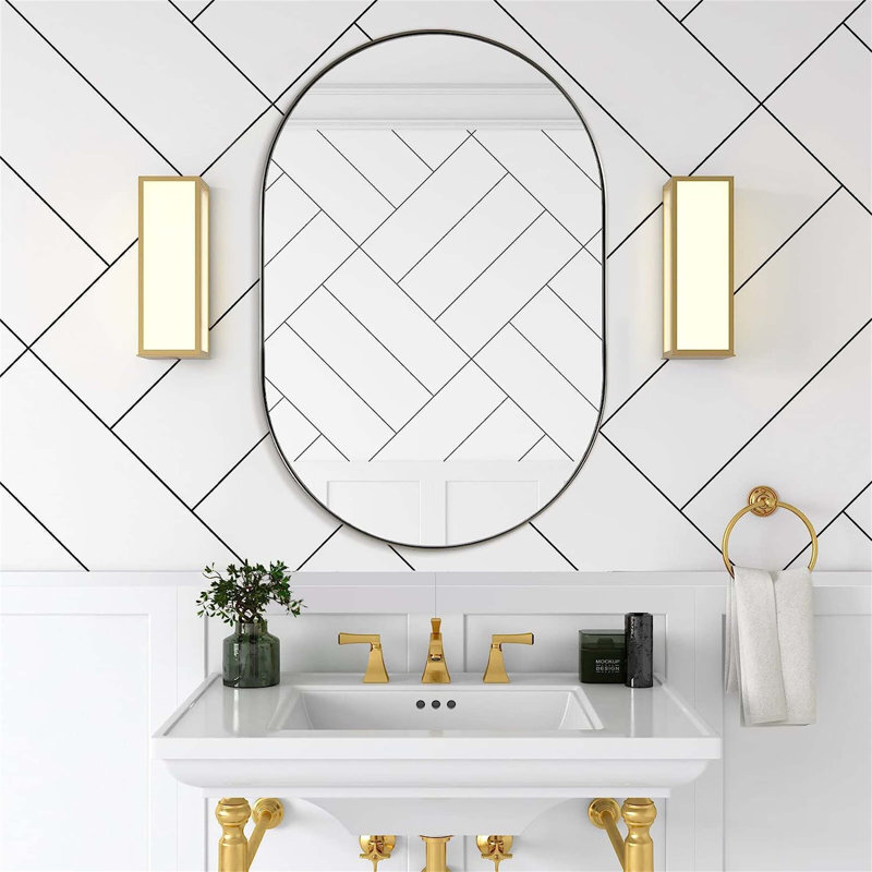 Miroir mural ovale en métal avec verre de haute qualité et caractéristiques incassables, idéal pour les pièces modernes et contemporaines