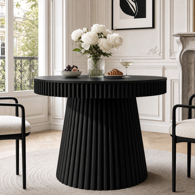 Small Round Dining Table, Modern Kitchen Table, Black