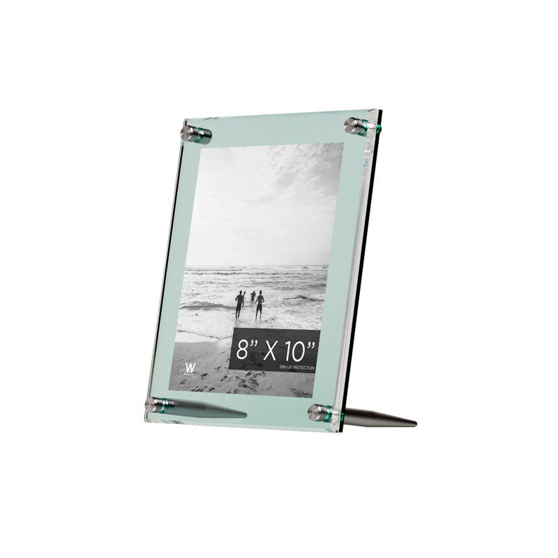 Cadre de table en verre de mer 8 x 10 po Wexel avec quincaillerie graphite, Verre de mer / graphite