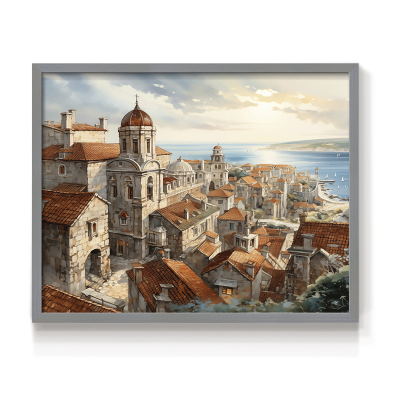 Landscape Series-LXXII -Framed Print - Restickable, 8" H x 10" W, Gray