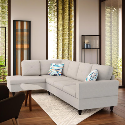 103" Verona Off-White Flannel 2-Piece Left Facing Sectional Sofa Set With Chaise