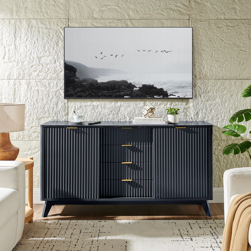 Modern 4-drawer Wooden Chest Of Drawers, Storage Cabinet Dresser With Metal Handles, Wide Bedroom Organizer, Gray