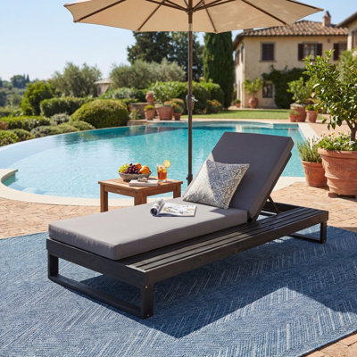 Méridiennes de patio réglables, chaise longue en bois d'acacia pour bord de piscine