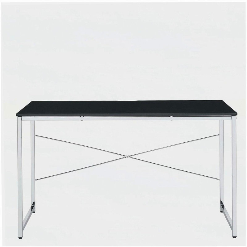 Black and Chrome Writing Desk with Sled Base, Black