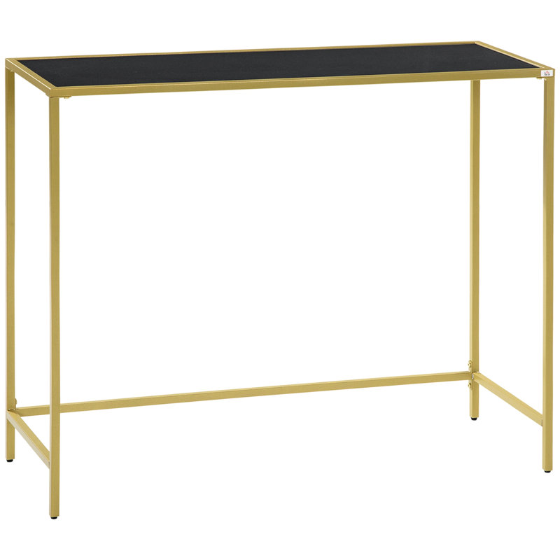 Cormiers Glass Top Console Table, Black