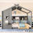 Gray Full Size Floor House Bed With Features, Storage Shelf, And Playhouse Wonder Roof, Growth Space-597606851-597606853
