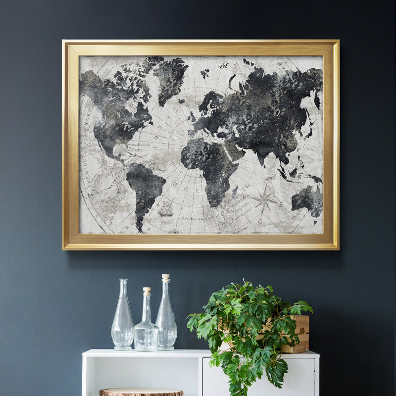 «Modern Atlas», cadre photo, impression sur toile, Or, H 22,5 po x l 30,5 po x P 1 po